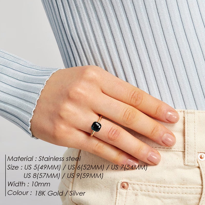 Emanco New Mushroom Head Japanese And Korean Accessible Luxury Style Asymmetrical Sugar Cube Ring Men And Women Crystal Ring - Image 3